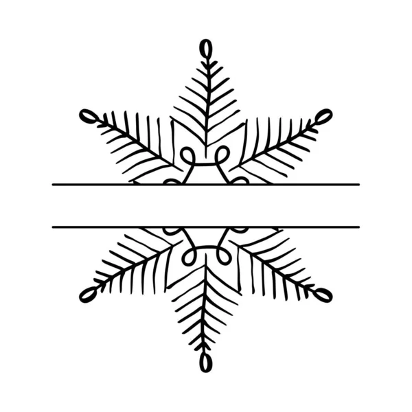 Christmas Cute Vector Hand drawn split vintage scandinavian snowflake. Xmas decorative design element in retro style, isolated winter illustration — Stock Vector