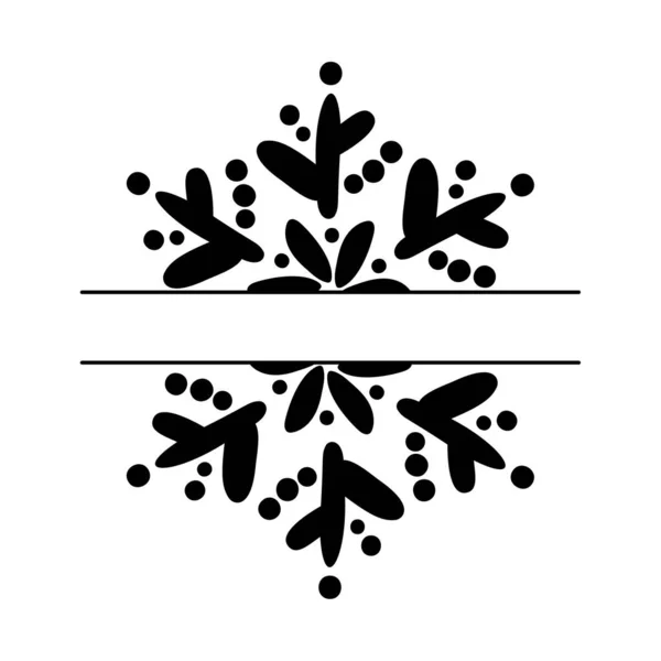 Christmas Cute Vector Hand drawn split vintage scandinavian snowflake. Xmas decorative design element in retro style, isolated winter illustration — Stock Vector