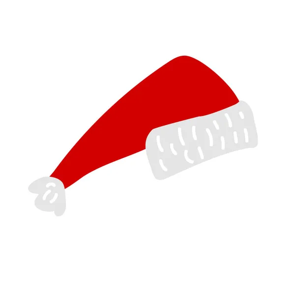 Красная векторная шляпа Санта Клауса. Элемент новогоднего украшения. Иллюстрация костюма xmas cap на белом фоне — стоковый вектор