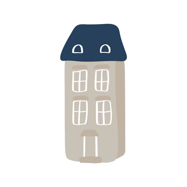 Cute Baby Vector dom ikona skandynawski. Doodle ręcznie rysowane znak nieruchomości. Dziecinna ilustracja do druku, stron internetowych i tekstyliów — Wektor stockowy