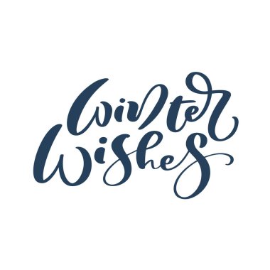 Elle çizilmiş vektör vintage yazı Winter Wisher. Fırça kaligrafik ifadesi beyaz arkaplanda izole edildi. Kart davetleri ve şablonlar için alıntı yap. Stok illüstrasyonu