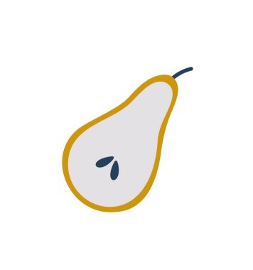 Sevimli karalamalı el, renkli yarım armut. İskandinav tarzı meyve. Vektör izole illüstrasyonu