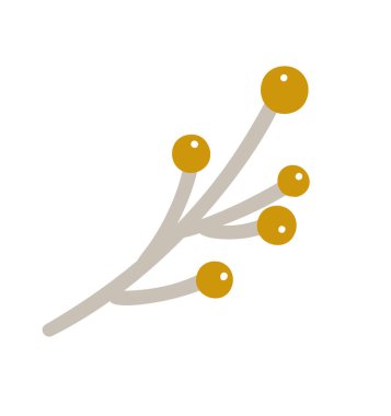 Beyaz arka planda böğürtlenli vektör dalı. Çiçek elementi botanik kış çizimi. İskandinav böğürtlenli pastel dallar. Tasarım için dal