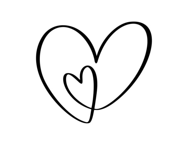 Zwei Liebesherzen. Handgezeichnete Vektor Valentinstag Kalligraphie. Dekor für Grußkarte, Becher, Foto-Overlays, T-Shirt-Druck, Flyer, Poster-Design — Stockvektor