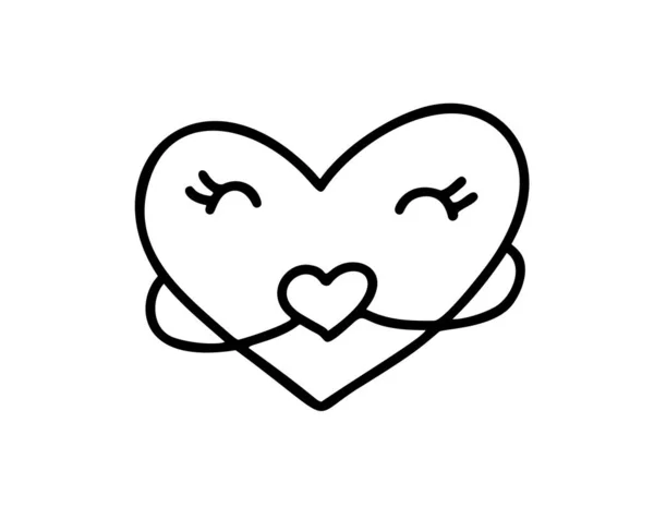 ロマンチックな書道モノラインベクトル幸せなハートラブサイン。バレンタインデーの手描きアイコン。Tシャツ、グリーティングカード、ポスター結婚式のための概念記号。平面要素図のデザイン — ストックベクタ