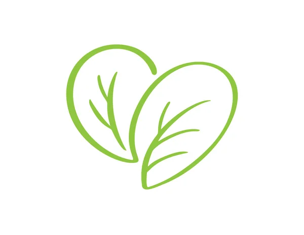 녹색 벡터 아이콘 심장 모양은 잎의 형태이다. 생태, 채식 허브 건강 또는 자연 관리 개념 유기 로고 디자인에 사용 할 수있습니다. — 스톡 벡터