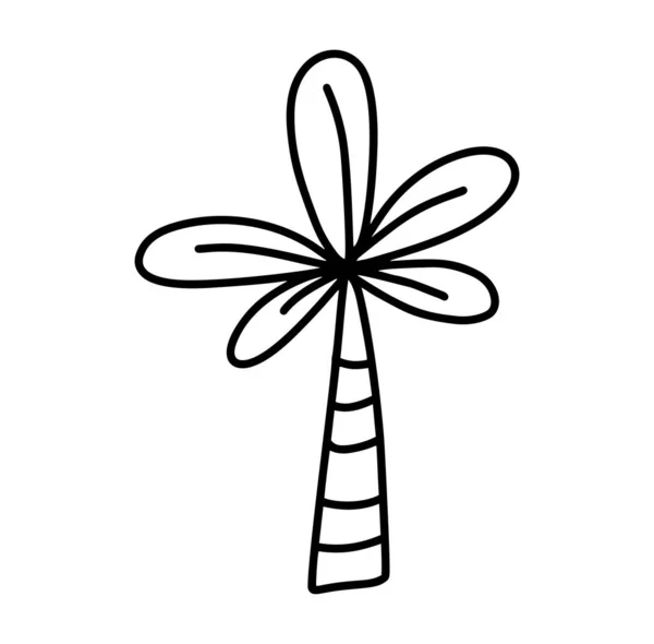 Hand drawn doodle palm tree monoline art logo minimalist vector symbol illustration design —  Vetores de Stock