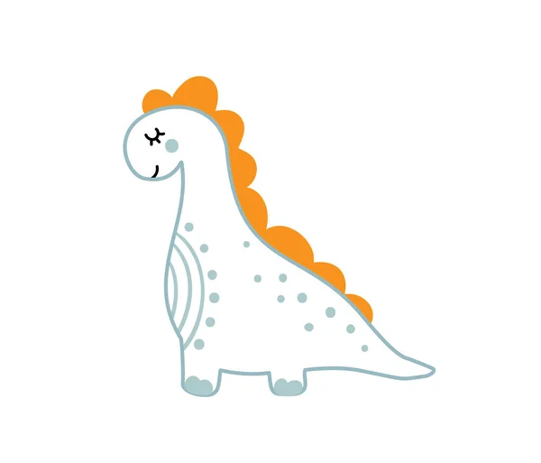 Cute baby hand drawn Dinosaur vector print. Sweet Cool dino illustration for nursery t-shirt, kids apparel boy, invitation, simple scandinavian child design — Stock Vector