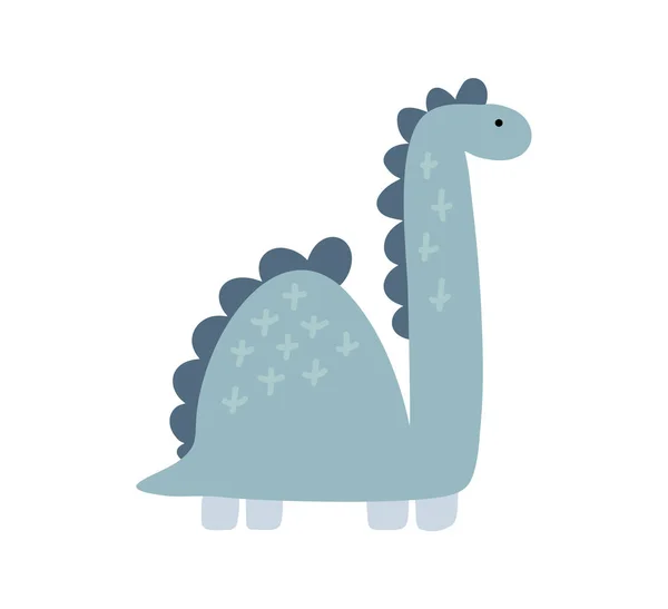 Baby vector cute hand drawn Dinosaur print. Sweet Cool dino illustration for nursery t-shirt, kids apparel boy, invitation, simple scandinavian child design — Stock Vector