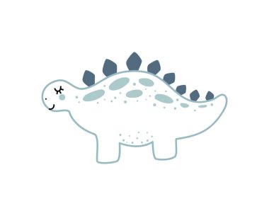 Şirin bebek eli çizilmiş dino. Çocuk tişörtü, çocuk giyimi, davetiye, basit İskandinav çocuk tasarımı.