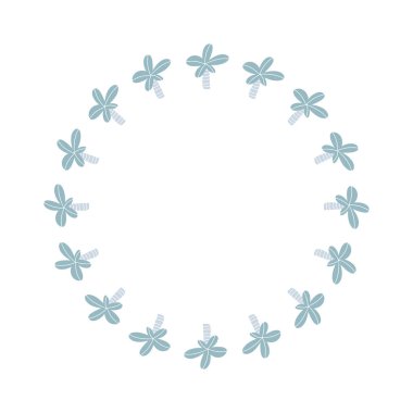 Avuç içlerinin yuvarlak vektör çerçeve çelengi. Poster şablonu, tebrik kartı afişi, sosyal ağ. Beyaz zemin üzerinde izole nesne stok illüstrasyonu