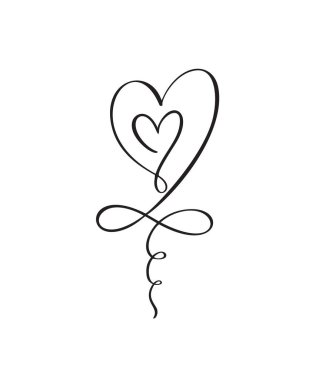 Sonsuz sevgi işaretli iki kalp. Sonsuza dek vektör logosu. Romantik sembol birleşim, tutku ve düğün. Tişört, kart, poster için şablon. Sevgililer Günü illüstrasyonunun düz ögesini tasarla