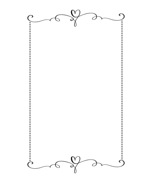 Calligrafia rettangolare vettore cornice ornamentale con cuore. San Valentino ornamento decorativo per la decorazione, progettazione di invito di nozze, amore biglietto di auguri romantico — Vettoriale Stock