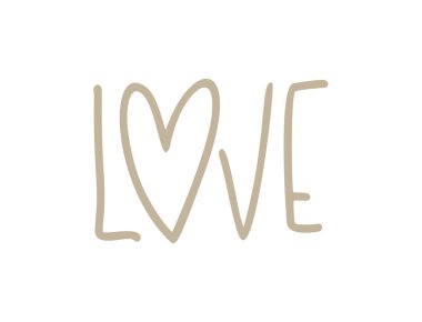 Aşk vektörü bej aşk metni. Sevgililer Günü 'nde el yazısıyla yazı yazılmış. Poster ve tebrik kartına elle çizilmiş bir alıntı. düğün ifadesi tasarımı illüstrasyonu