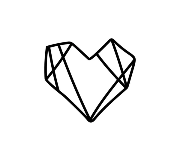 Icono de corazón vectorial en estilo polígono. Logo de monolina geométrica amor. Ilustración Diseño para tarjeta de felicitación, tarjeta de visita y boda o día de San Valentín — Vector de stock