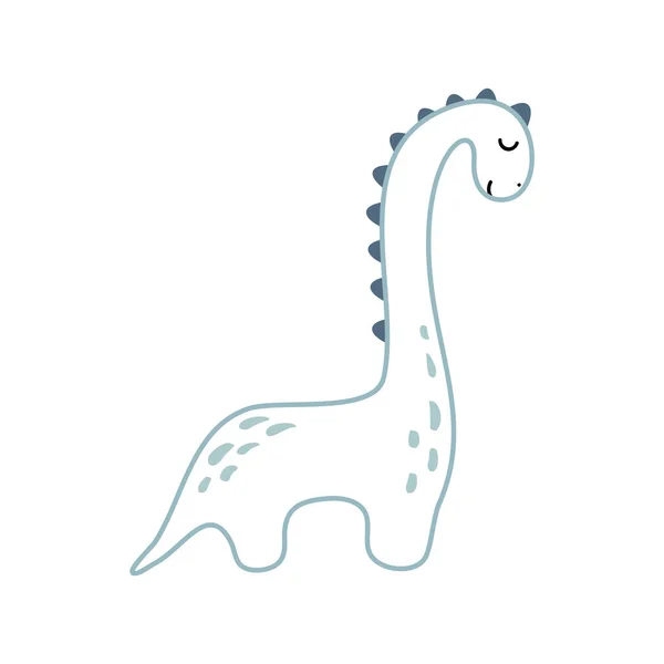 Vector schattige baby hand getekend dino. Sweet Cool dinosaurus illustratie voor kinderkamer t-shirt, kids kleding jongen, uitnodiging, eenvoudige Scandinavische kind ontwerp — Stockvector
