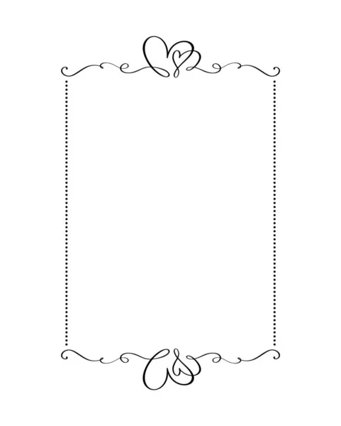 Kaligrafi dikdörtgen vektör süsleme çerçevesi. Dekorasyon için Sevgililer Günü dekoratif süsü, düğün davetiyesi tasarımı, romantik tebrik kartı — Stok Vektör