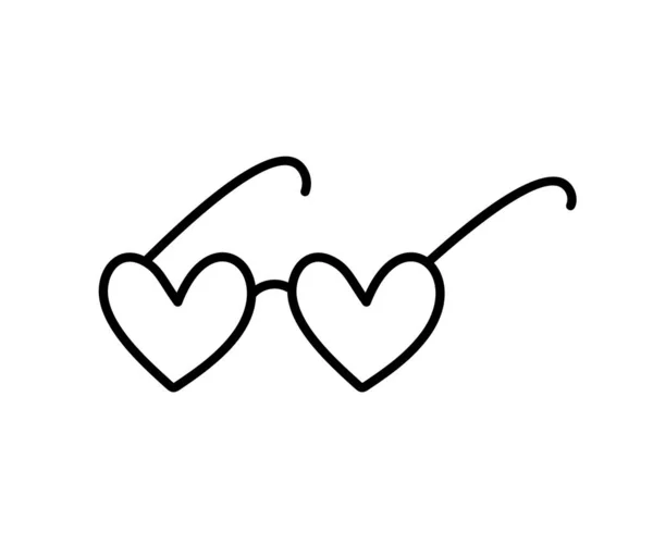 Kärlek monolin ikon vektor klotter glasögon i form av hjärta. Handritad Alla hjärtans dag logotyp. Inredning för gratulationskort, bröllop, mugg, foto överlägg, t-shirt tryck, flygblad, affisch design — Stock vektor