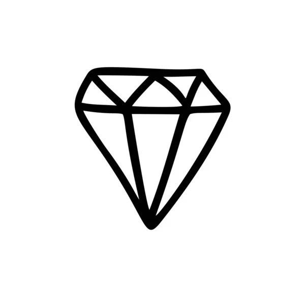 Doodle dibujado a mano logotipo clásico de vectores de diamantes monolina. icono símbolo de la joyería de lujo emblema vintage premium — Vector de stock