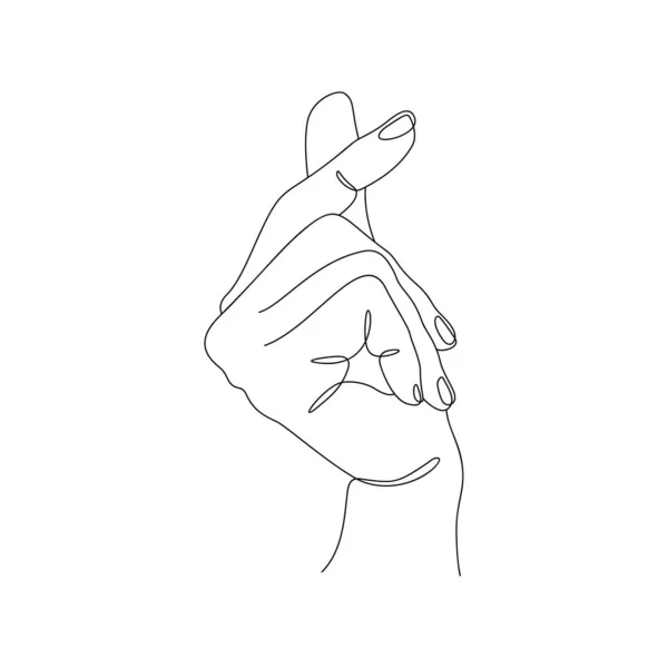 Ένα συνεχές Valentine ενιαίο σχέδιο γραμμή τέχνης doodle χέρι δείχνουν την καρδιά μίνι αγάπη. Μεμονωμένη εικόνα ζωγραφισμένη στο χέρι περίγραμμα σε λευκό. έννοια της ρομαντικής — Διανυσματικό Αρχείο
