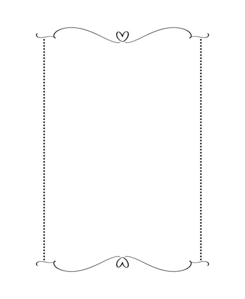 Calligrafia rettangolare vettore cornice ornamentale con cuore. San Valentino ornamento decorativo per la decorazione, progettazione di invito di nozze, amore biglietto di auguri romantico — Vettoriale Stock