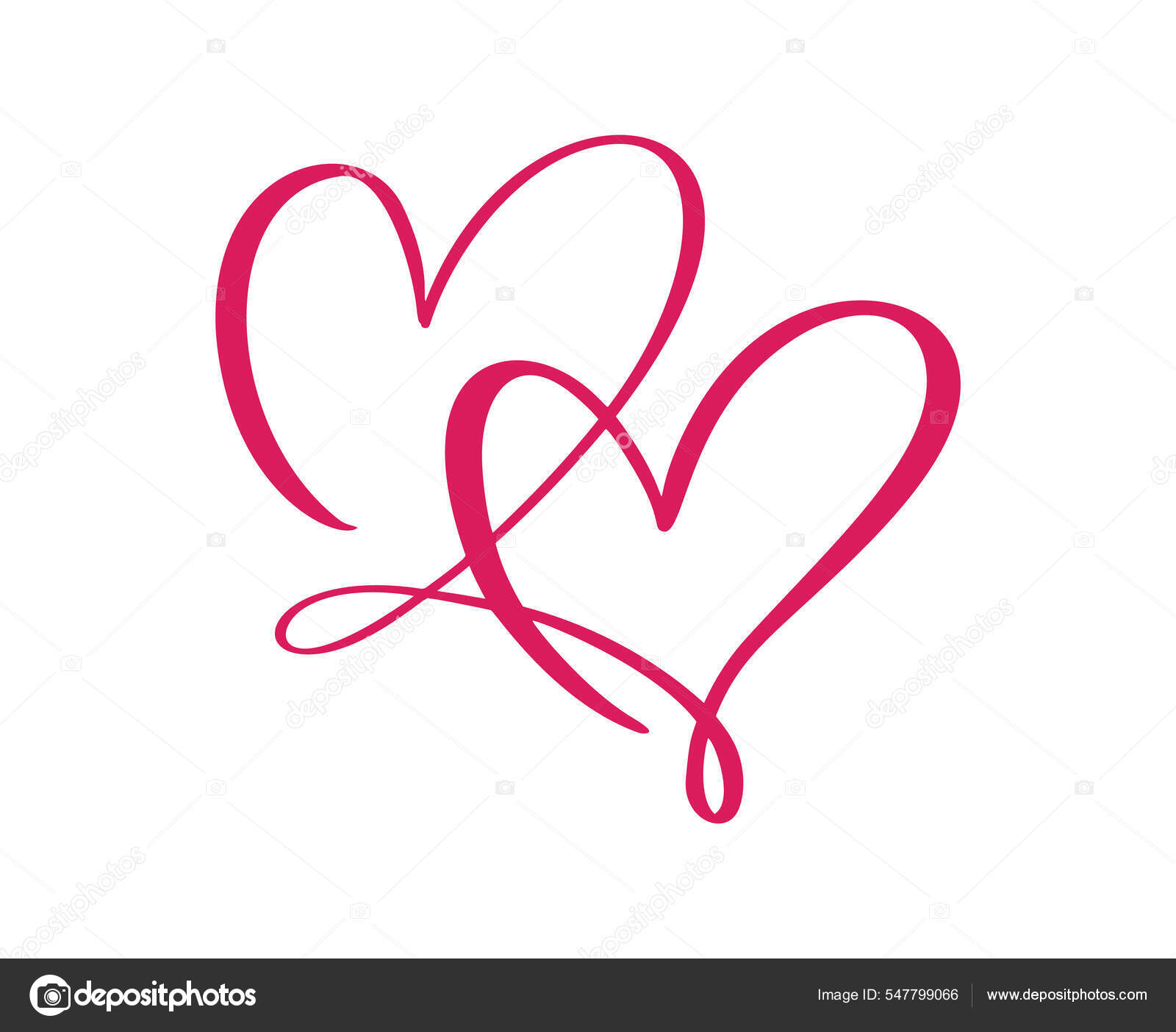 ©timonko　赤い書道2人の恋人の心のアイコン。手描きのロゴベクトルバレンタインデー。グリーティングカード、マグカップフォトオーバーレイ、　ストックベクター　—　Tシャツプリントフライヤー、ポスターデザインのための装飾　547799066