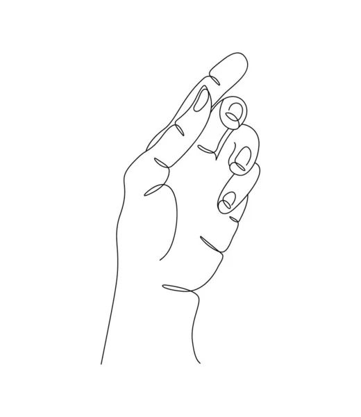 Uma mão doodle arte linha de desenho único contínua. Imagem vetorial isolada contorno desenhado à mão sobre branco —  Vetores de Stock