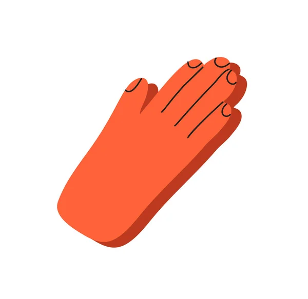 Les mains priantes dessinées en simple illustration d'icône de ligne avec la peau colorée sur le style scandinave plat. Le concept de prière — Image vectorielle