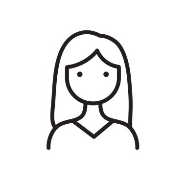 Kadın ya da kız. Sembol çizgisi simgesi. Web tasarımı için grafik grafikleri. Kaliteli taslak vektör sembolü konsepti. Premium mono lineer güzel basit özet logo