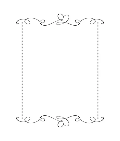 กรอบรูปสี่เหลี่ยมผืนผ้าตัวอักษรที่มีหัวใจ เครื่องประดับวันวาเลนไทน์สําหรับตกแต่ง, การออกแบบการเชิญงานแต่งงาน, รักการ์ดอวยพรโรแมนติก — ภาพเวกเตอร์สต็อก