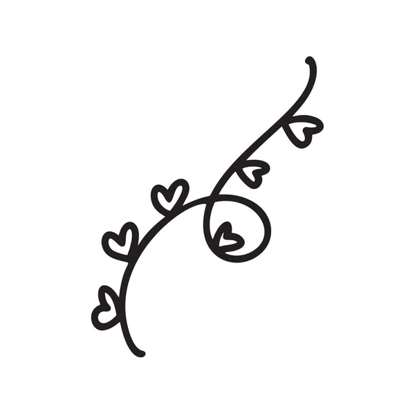 Kalp vektör illüstrasyonlu tek sıra çelenk. Minimalist aşk çizimi. Bir satır resim, sevgililer günü ikonu, tek bir düğün taslağı basit logo çizimi. — Stok Vektör