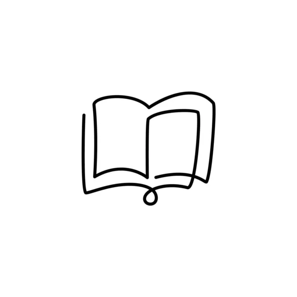 Continuous one line drawing open book Bible with flying pages. Vector illustration education supplies back to school theme — ストックベクタ