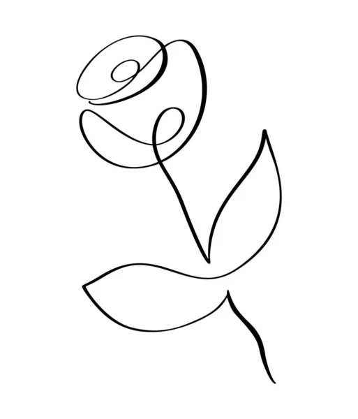 Vector Hand Drawn One Line Art Drawing of Flower Rose. Minimalist Trendy Contemporary Floral Design Perfect for Wall Art, Prints, Social Media, Posters, Invitations, Branding Design — 스톡 벡터