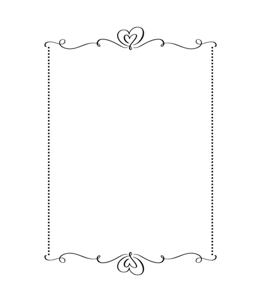 Ornamental Vector frame with hearts. Calligraphy Valentine Day decorative ornament for decoration text, design of wedding invitation, love romantic greeting card — Διανυσματικό Αρχείο