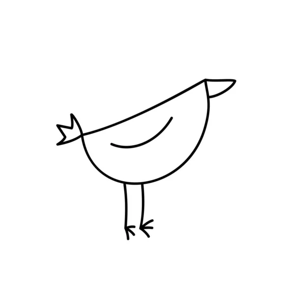 Vector Monoline Cute Bird line art outline logo icon sign symbol design concept. Scandinavian illustration — Vetor de Stock