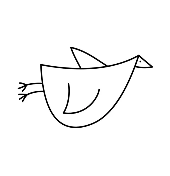 Vector Monoline Cute Flying Bird line art outline logo icon sign symbol design concept. Scandinavian illustration — Stock vektor