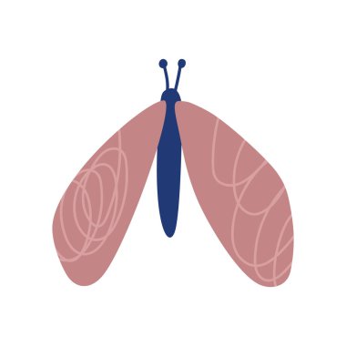 Vektör İskandinav Şirin Kelebek. Böceklerin çizgi film teması. Dünya Arı Günü. Bebek boho tasarımı elementi beyaz arkaplanda izole edildi