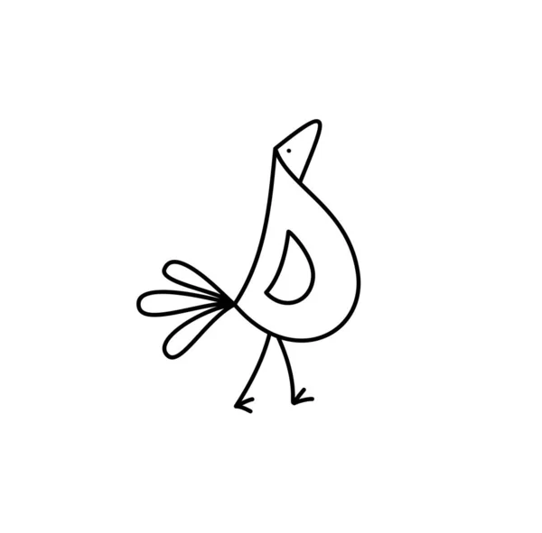 Вектор Монолин Cute Bird линии искусства очертания логотипа иконки знак символа дизайн концепции. Скандинавская иллюстрация — стоковый вектор