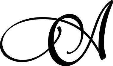 El çizimi vektör yazı tipi A. Mürekkeple yazılmış ayrı bir mektup. El yazısı fırça stili. Logo ambalaj tasarımı posteri için el yazısı.