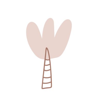 Tropik Palmiye İskandinav soyut sevimli sanat posteri. Düz vektör çizimi. Çocuk duvar sanatı, kartpostal, tebrik kartı şablonu için yaz titreşimleri.