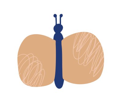 Vektör İskandinav Şirin Kelebek. Böceklerin çizgi film teması. Bebek boho tasarımı elementi beyaz arkaplanda izole edildi.