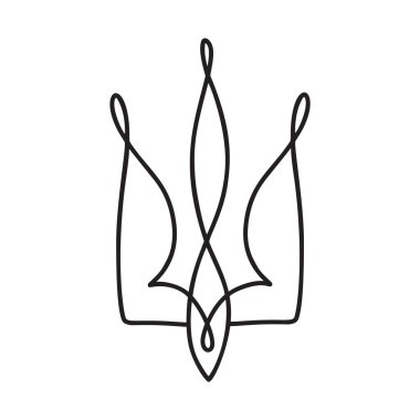 Ulusal Ukrayna Vektör sembolü Trident simgesi. El çizimi Ukrayna Devlet arması arması siyah renk çizimi düz resim.