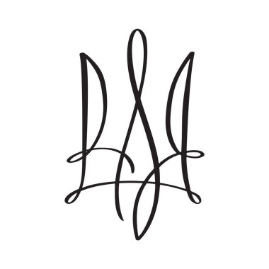 Vector National Ukrayna sembolü Trident ikonu. El çizimi Ukrayna Devlet arması arması siyah renk çizimi düz resim.