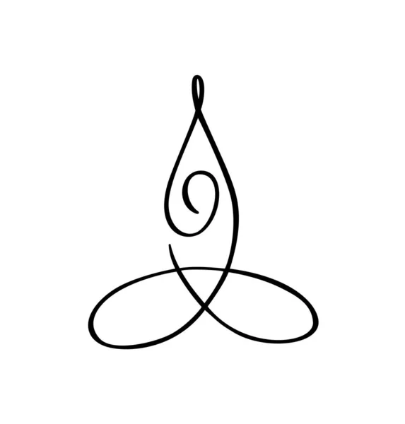 ヨガロータスポーズアイコンベクトルロゴコンセプト 瞑想ヨガ最小限のシンボル 健康スパ瞑想ハーモニー禅のロゴタイプ クリエイティブ グラフィック サイン デザイン テンプレート — ストックベクタ