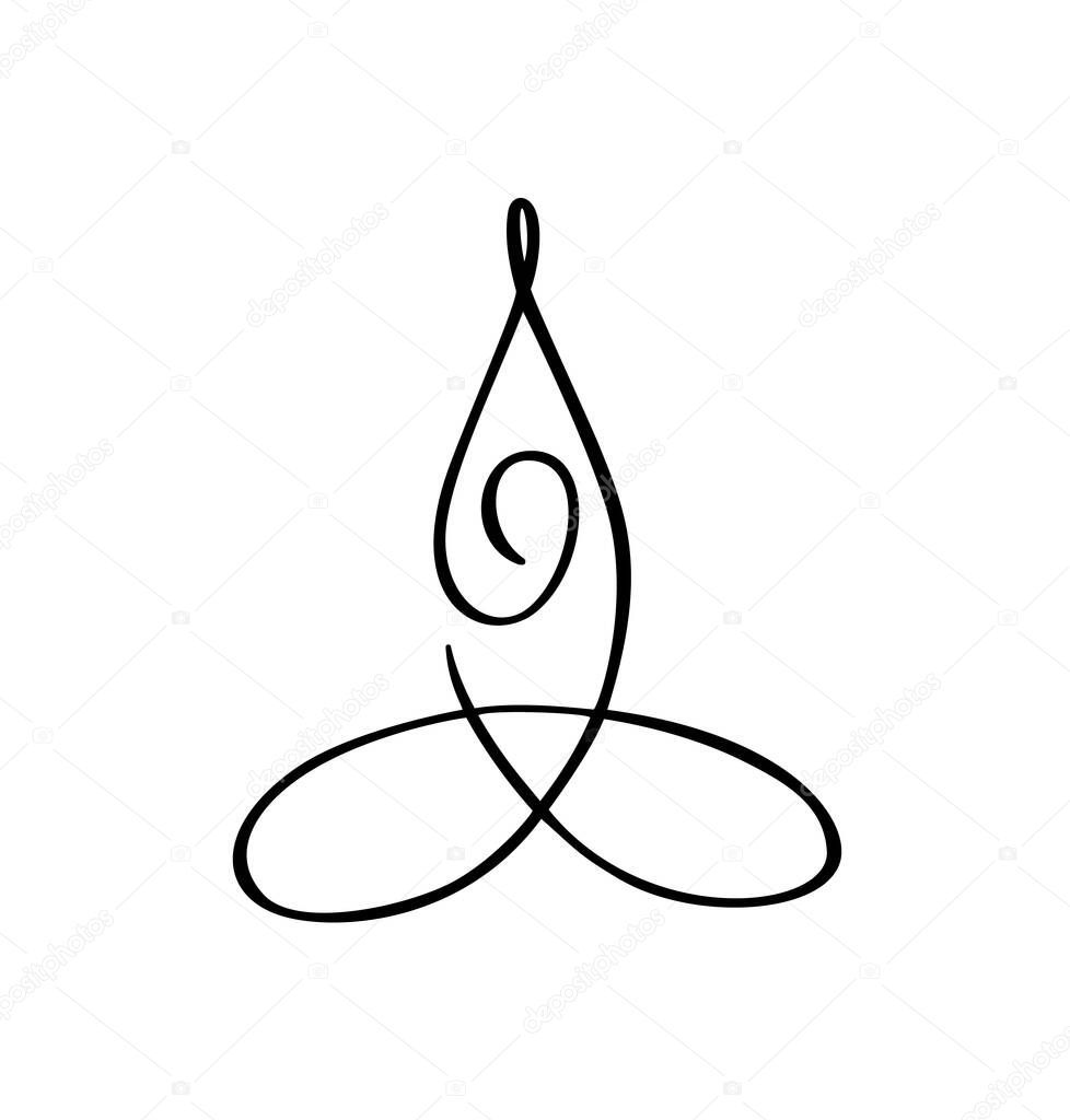 Yoga Lotus pose icon Vector Logo concept. Meditation Yoga Minimal Symbol. Health Spa Meditation Harmony Zen Logotype. Creative Graphic Sign design template.