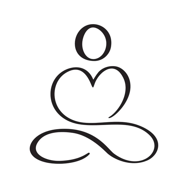 Yoga Lotus Pose Symbol Vector Logo Konzept Meditation Yoga Minimal — Stockvektor