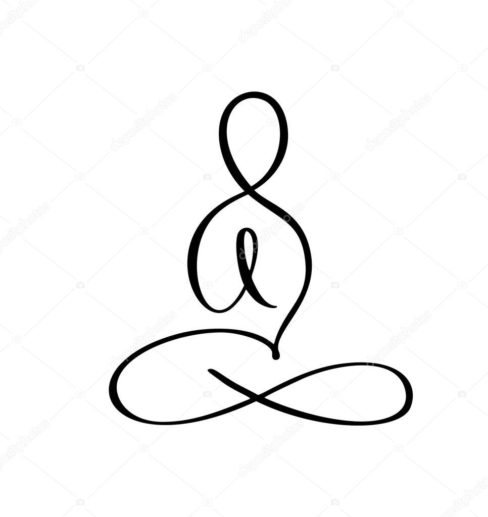 Yoga Lotus pose icon Vector Logo concept. Meditation Yoga Minimal Symbol. Health Spa Meditation Harmony Zen Logotype. Creative Graphic Sign design template.