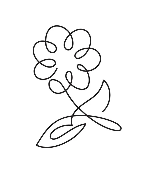 Вектор Рисунок Одной Линии Логотипа Цветок Печать Афиша Социальных Сетях — стоковый вектор