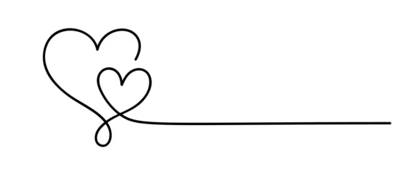 Love Icon Vector Doodle Two Hearts Line Text Hand Drawn — 스톡 벡터