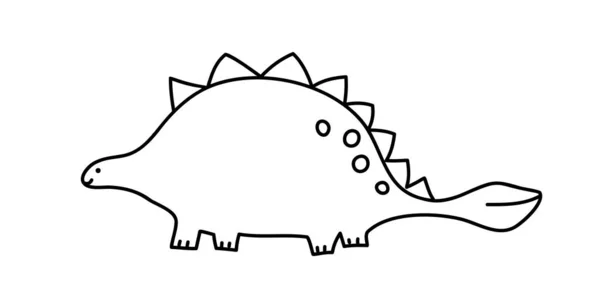 Vector Stylized Cute Monoline Dinosaur Ankylosaurus Isolated White Background Kids — Stock Vector